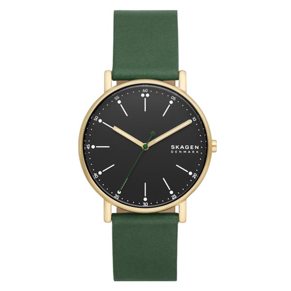Skagen Signatur Three-Hand Evergreen Leather Watch (SKW6861)