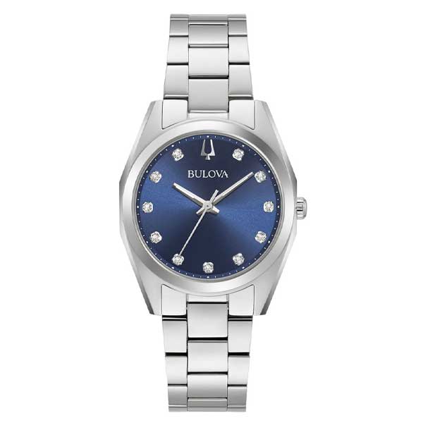 Bulova Blue Dial Surveyor Stainless Steel Women's Watch (96P229)