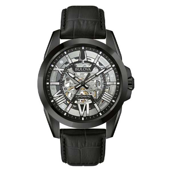 Bulova Skeleton Black Dial Automatic Stainless Steel Men's Watch (98A304)