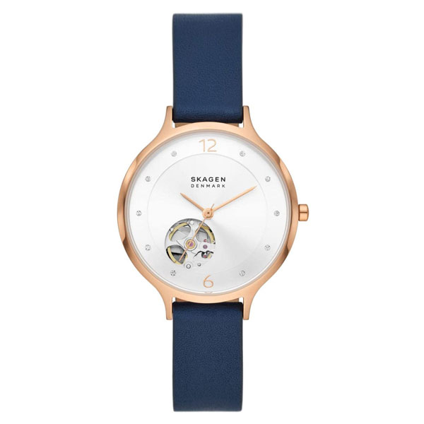 Skagen Anita Automatic Blue Leather Watch (SKW3083)