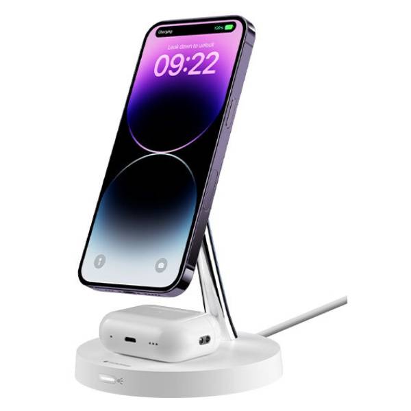 SwitchEasy MagPower 2-in-1 Magnetic Wireless Charging Stand - White