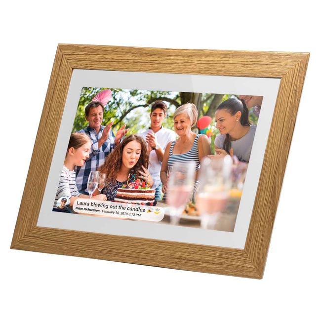 Frameo 10.1-inch Smart Photo Frame - White Oak - POP Phones, New Zealand