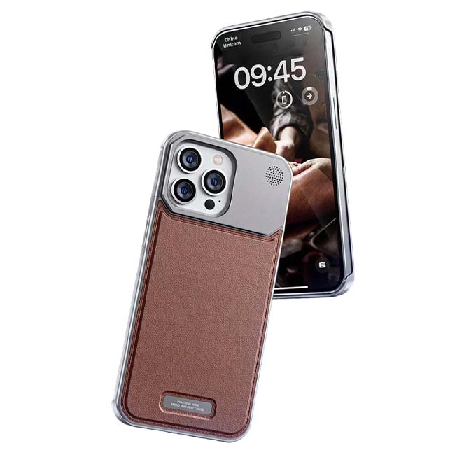 Pop Phones Metal Leather Frameless Aromatherapy  Case (Suits iPhone 15 Pro) - Brown - POP Phones, New Zealand