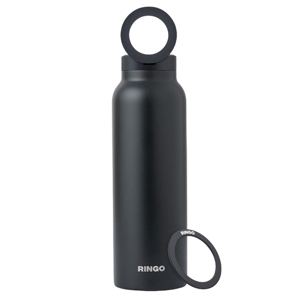 Ringo Water Bottle with Magnetic Phone Mount - Black 710ml (24oz) - POP Phones, New Zealand